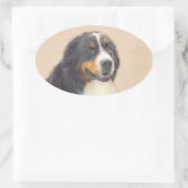 Bernese Mountain Dog-schilderij - Original Dog Art Ovale Sticker (Tas)