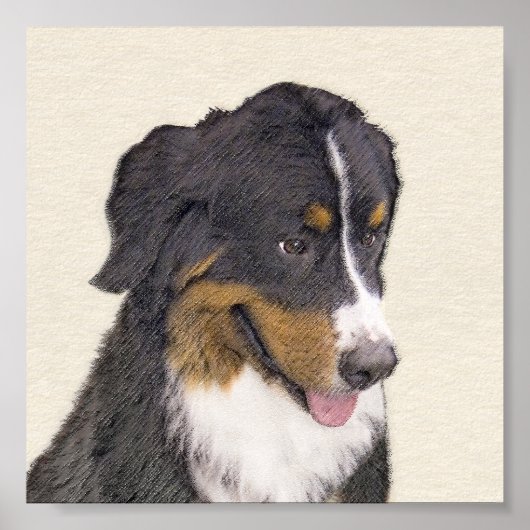 Bernese Mountain Dog-schilderij - Original Dog Art Poster (Voorkant)