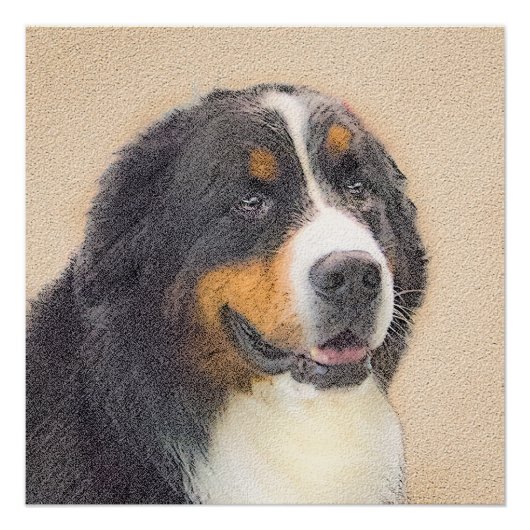 Bernese Mountain Dog-schilderij - Original Dog Art Poster (Voorkant)