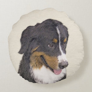 Bernese Mountain Dog-schilderij - Original Dog Art Rond Kussen