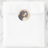 Bernese Mountain Dog-schilderij - Original Dog Art Ronde Sticker (Tas)