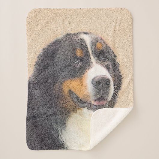 Bernese Mountain Dog-schilderij - Original Dog Art Sherpa Deken (Voorkant)