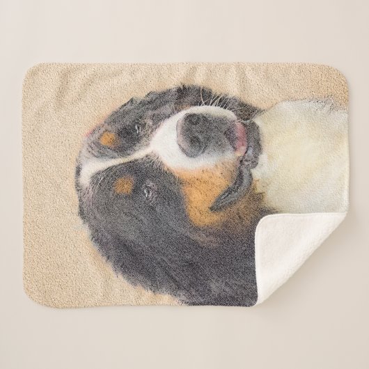 Bernese Mountain Dog-schilderij - Original Dog Art Sherpa Deken (Voorkant (horizontaal))