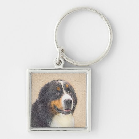 Bernese Mountain Dog-schilderij - Original Dog Art Sleutelhanger (Voorkant)