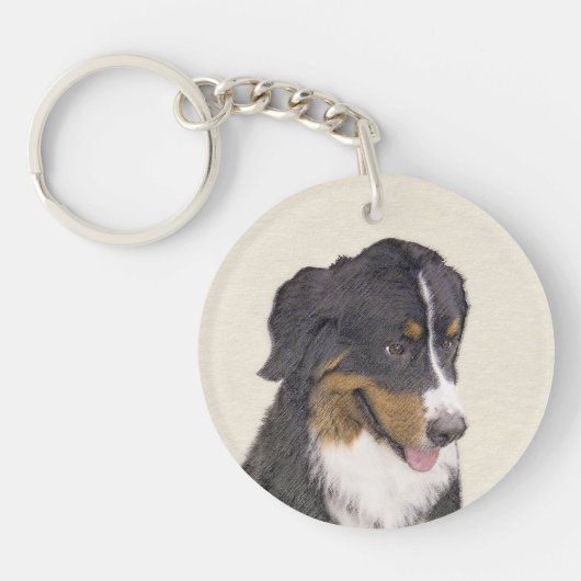 Bernese Mountain Dog-schilderij - Original Dog Art Sleutelhanger (Voorkant)
