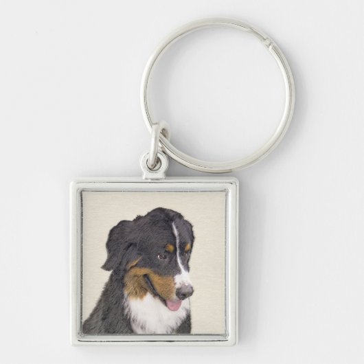 Bernese Mountain Dog-schilderij - Original Dog Art Sleutelhanger (Voorkant)