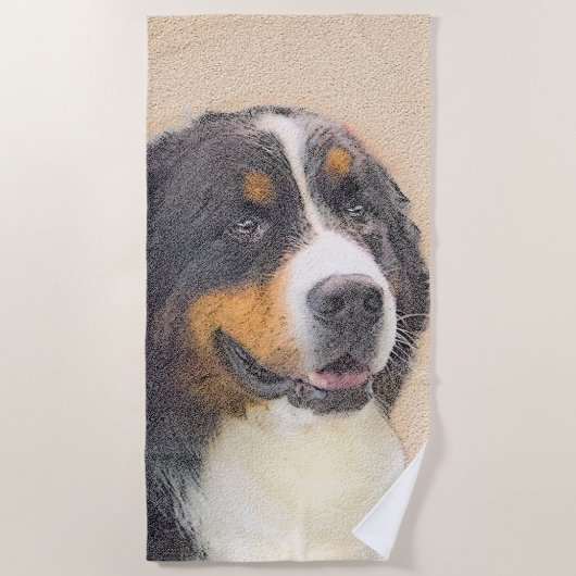 Bernese Mountain Dog-schilderij - Original Dog Art Strandlaken (Voorkant)