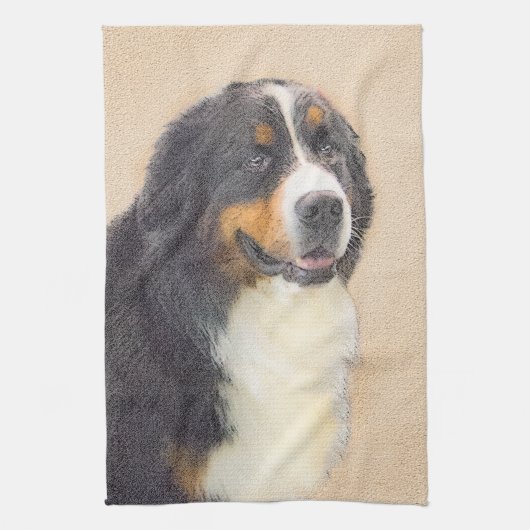 Bernese Mountain Dog-schilderij - Original Dog Art Theedoek (Verticaal)