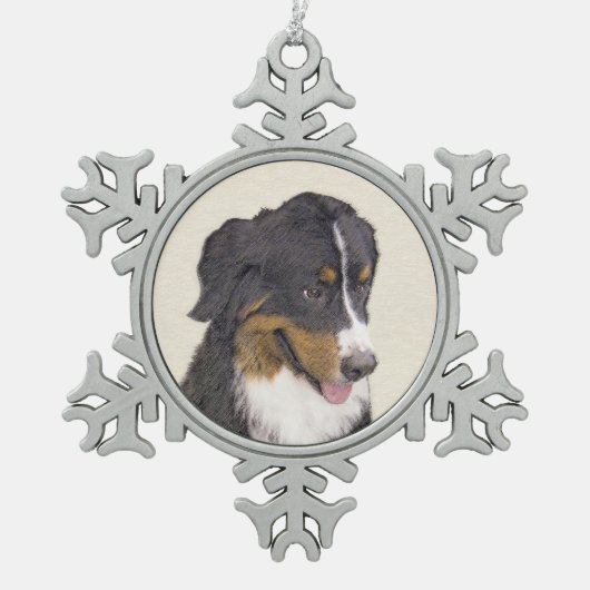 Bernese Mountain Dog-schilderij - Original Dog Art Tin Sneeuwvlok Ornament (Voorkant)