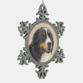 Bernese Mountain Dog-schilderij - Original Dog Art Tin Sneeuwvlok Ornament (Links)