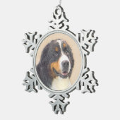 Bernese Mountain Dog-schilderij - Original Dog Art Tin Sneeuwvlok Ornament (Rechts)