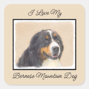 Bernese Mountain Dog-schilderij - Original Dog Art Vierkante Sticker