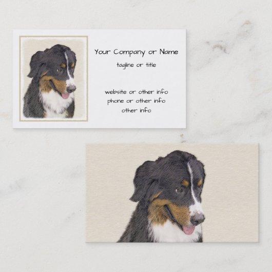 Bernese Mountain Dog-schilderij - Original Dog Art Visitekaartje (Voorkant / Achterkant)