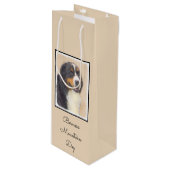Bernese Mountain Dog-schilderij - Original Dog Art Wijn Cadeautas (Voorkant Gekanteld)