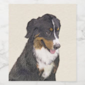 Bernese Mountain Dog-schilderij - Original Dog Art Wijn Etiket (Enkel label)