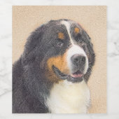 Bernese Mountain Dog-schilderij - Original Dog Art Wijn Etiket (Enkel label)