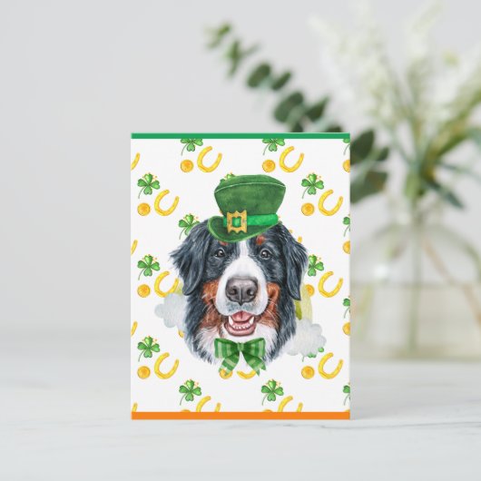 Bernese Mountain Dog Shamrock St. Patricks Day Feestdagenkaart (Staand voorkant)