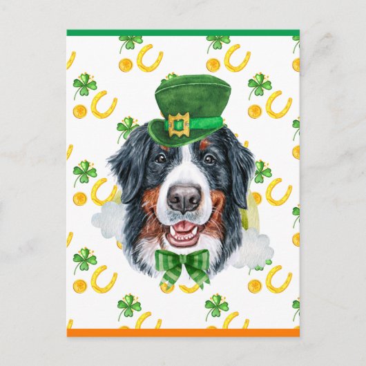 Bernese Mountain Dog Shamrock St. Patricks Day Feestdagenkaart (Voorkant)