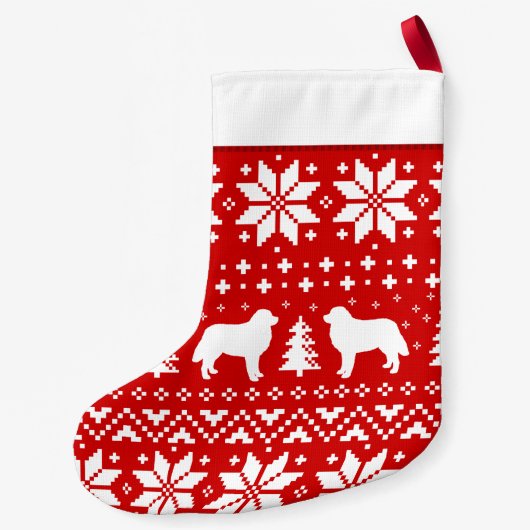 Bernese Mountain Dog Silhouettes Pattern Cute Kleine Kerstsok (Achterkant)