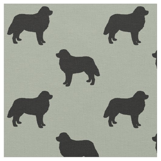 Bernese Mountain Dog Silhouettes Patterned Stof (Close Up)