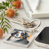 Bernese Mountain Dog Sleutelhanger (Voorkant Rechts)