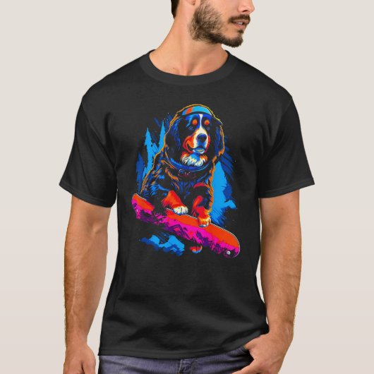 Bernese Mountain Dog Snowboard T-shirt (Voorkant)