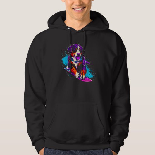 Bernese Mountain Dog Snowboarding Hoodie (Voorkant)