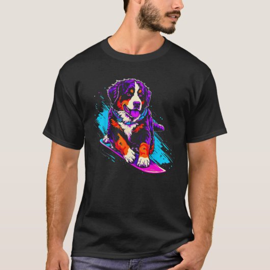 Bernese Mountain Dog Snowboarding T-shirt (Voorkant)