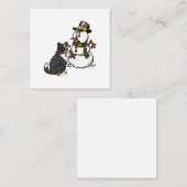 Bernese Mountain Dog Snowman Christmas Vierkante Visitekaartje (Voorkant / Achterkant)