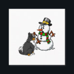 Bernese Mountain Dog Snowman Christmas Vierkante Visitekaartje<br><div class="desc">This Bernese Mountain Dog Snowman Christmas design makes a great gift for a Bernese Mountain Dog owner. It features a Berner dog illustrations.</div>