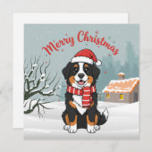 Bernese Mountain Dog Snowy Christmas Doodle Feestdagenkaart (Voorkant / Achterkant)