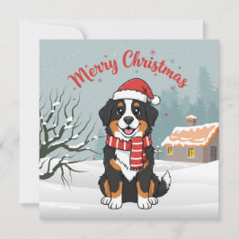 Bernese Mountain Dog Snowy Christmas Doodle Feestdagenkaart