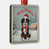 Bernese Mountain Dog Snowy Christmas Doodle Metalen Ornament (Rechts)