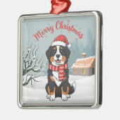Bernese Mountain Dog Snowy Christmas Doodle Metalen Ornament (Links)
