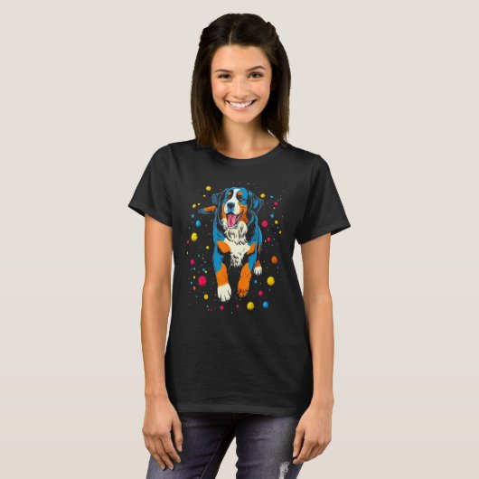 Bernese Mountain Dog Space Science Cosmos T-shirt (Voorkant volledig)
