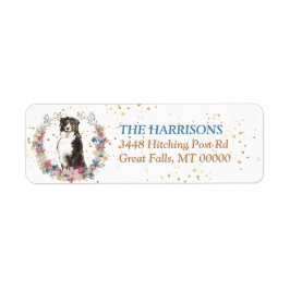 Bernese Mountain Dog Spring Flowers Wreath Etiket
