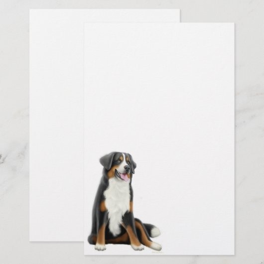 Bernese Mountain Dog Stationery Briefpapier (Voorkant / Achterkant)