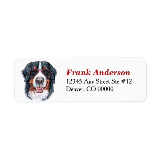 Bernese Mountain Dog Sunbribribribril Return Addre Etiket (Voorkant)