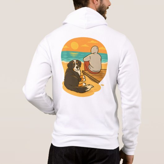 Bernese Mountain Dog Sunset Beach Companion Hoodie (Achterkant)
