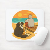 Bernese Mountain Dog Sunset Beach Companion Muismat (Met muis)