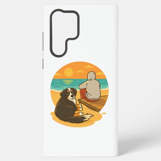 Bernese Mountain Dog Sunset Beach Companion Samsung Galaxy Hoesje (Achterkant)