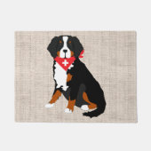 Bernese Mountain Dog Swiss Cross Tan Burlap Deurmat (Voorkant)