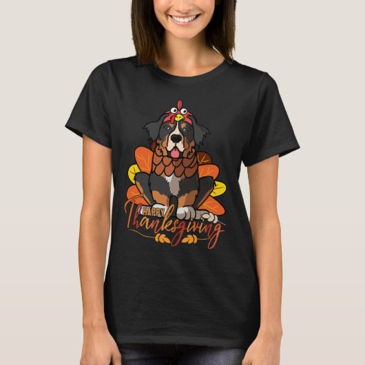 Bernese Mountain Dog Thanksgiving Dog Turkey Costu T-shirt (Voorkant)