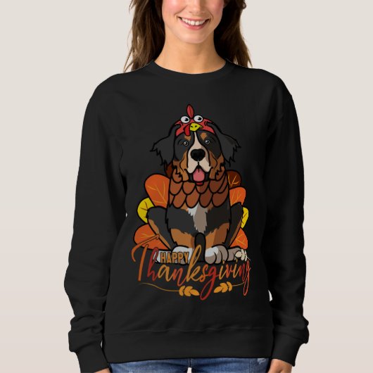 Bernese Mountain Dog Thanksgiving Dog Turkey Costu Trui (Voorkant)