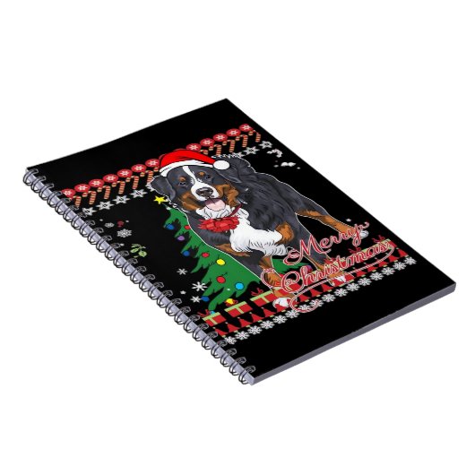 Bernese Mountain Dog Ugly Christmas Sweater Shirt  Notitieboek (Rechterzijde)