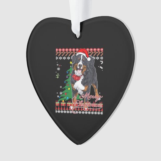 Bernese Mountain Dog Ugly Christmas Sweater Shirt  Ornament (voorkant)