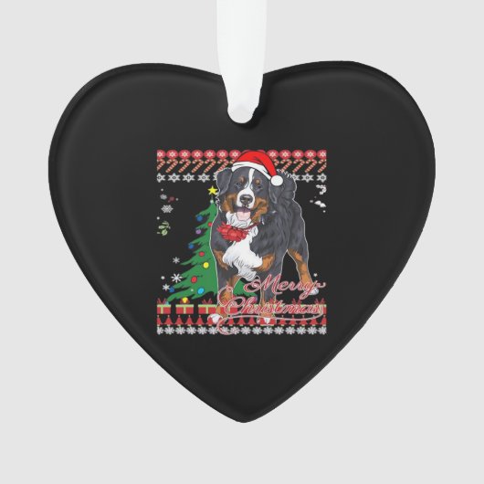 Bernese Mountain Dog Ugly Christmas Sweater Shirt  Ornament (voorkant)