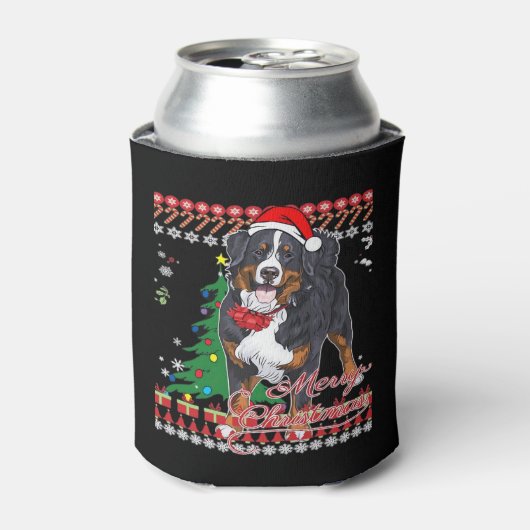 Bernese Mountain Dog Ugly KerstSweater Shirt Blikjeskoeler (Blikje Voorkant)