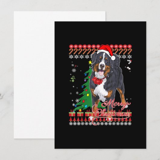 Bernese Mountain Dog Ugly KerstSweater Shirt Kaart (Voorkant / Achterkant)