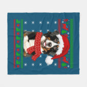 Bernese Mountain Dog Ugly Sweater Christmas Puppy Fleece Deken (Voorkant (Horizontaal))
